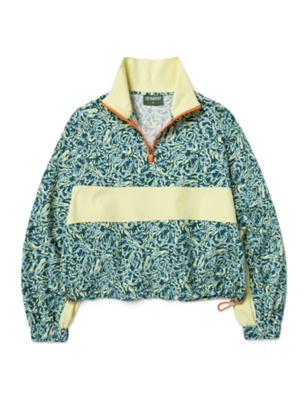 Parks Project New River Flow Quarter Zip Green Marbled Pattern Windbreaker NWOT
